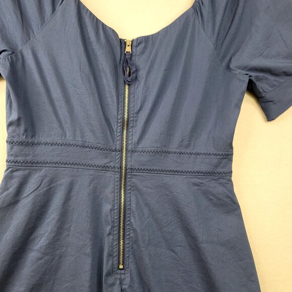 BCBG Max Azria Blue Short Sleeve Dress Eyelet Hem Back Zipper 0 Petite - Picture 5 of 10